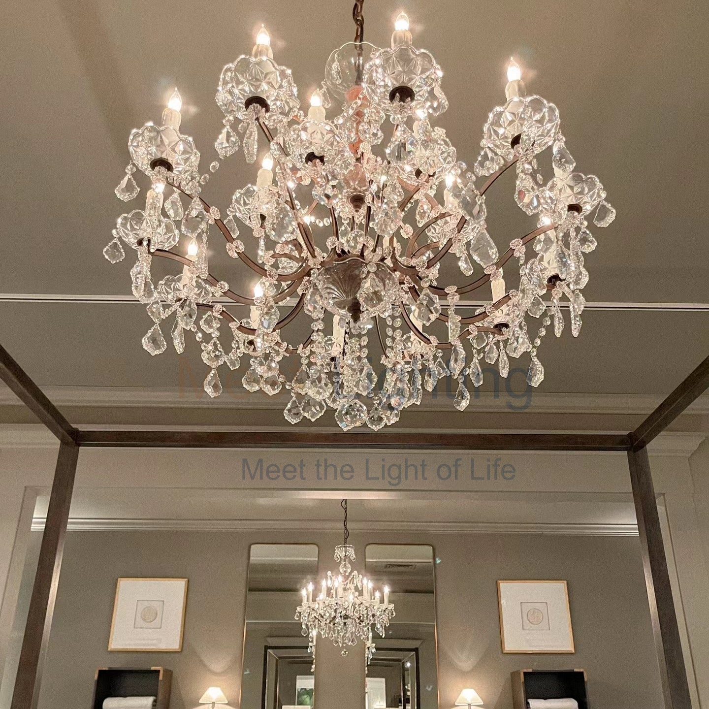 Rococo Iron & Crystal Round Chandelier 60"-MEET LIGHTING