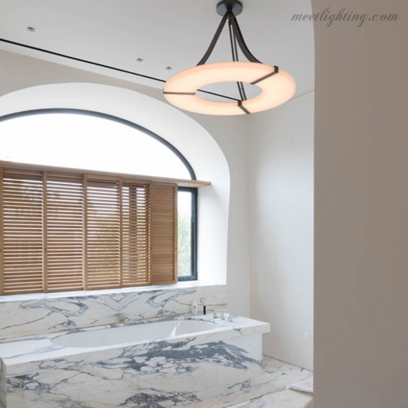 Round Alabaster Plate Chandelier-MEET LIGHTING