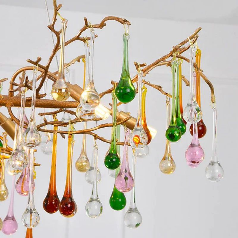 Runl Colorful Crystal Linear Branch Chandelier-MEET LIGHTING