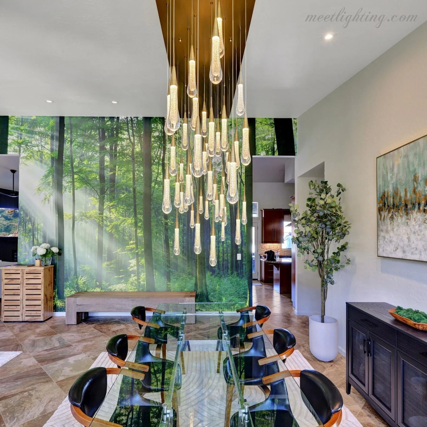 Soltaire Modern Linear Chandelier For Dining Room Kitchen-MEET LIGHTING