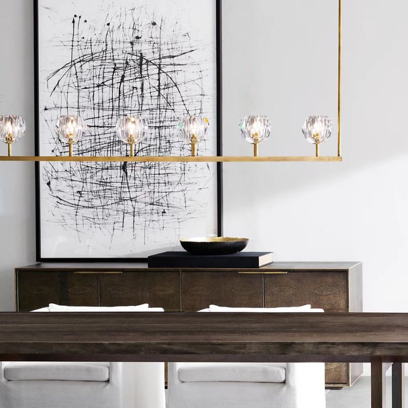 Boule Glass Linear Chandelier 48"