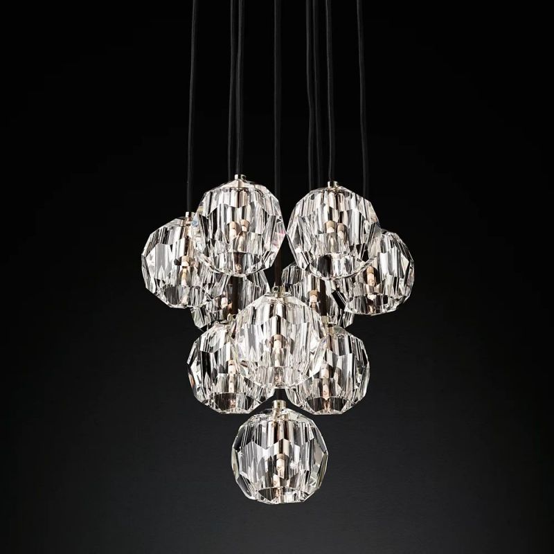 Boule Glass Round Cluster Chandelier 14"