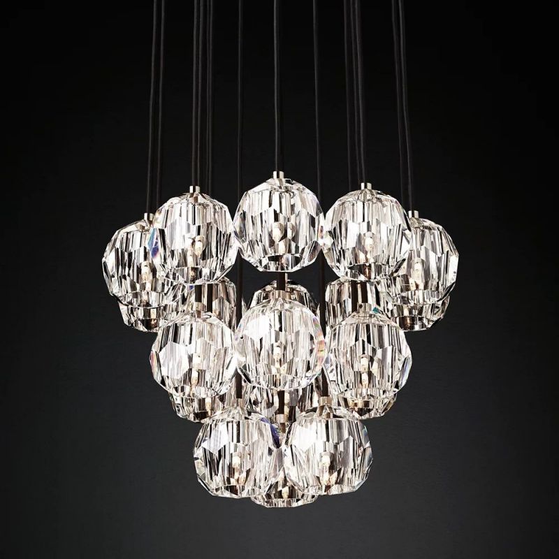 Boule Glass Round Cluster Chandelier 19"