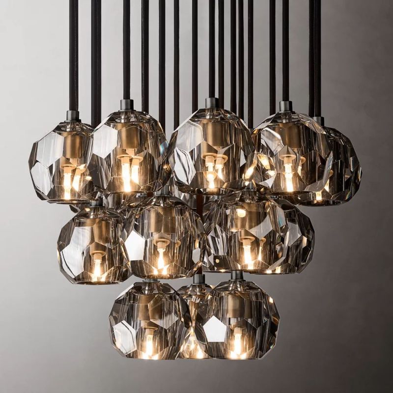 Boule Glass Round Cluster Chandelier 19"