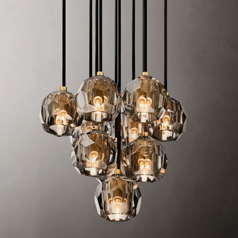 Boule Glass Round Cluster Chandelier 14"
