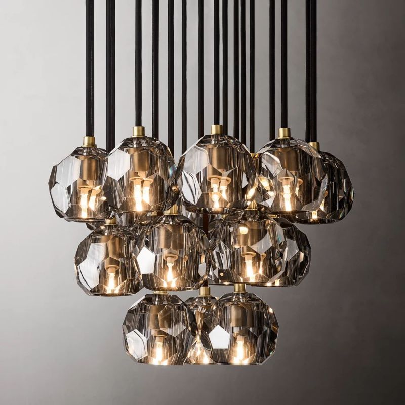Boule Glass Round Cluster Chandelier 19"