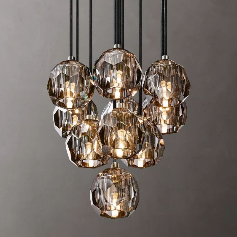 Boule Glass Round Cluster Chandelier 14"