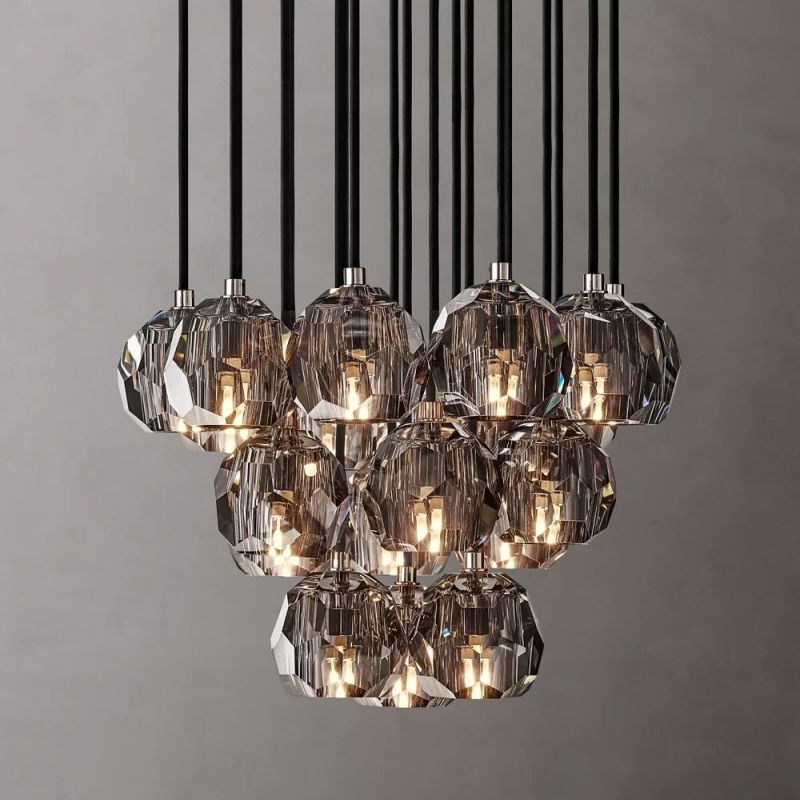 Boule Glass Round Cluster Chandelier 19"