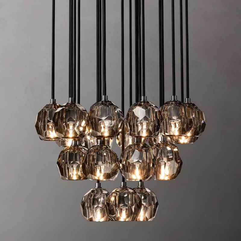 Boule Glass Round Cluster Chandelier 24"