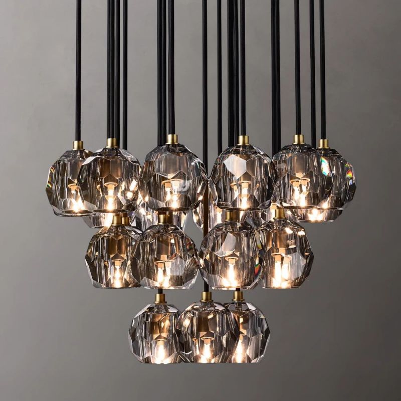 Boule Glass Round Cluster Chandelier 24"