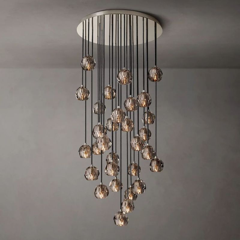 Boule Glass Round Cluster Chandelier 30"