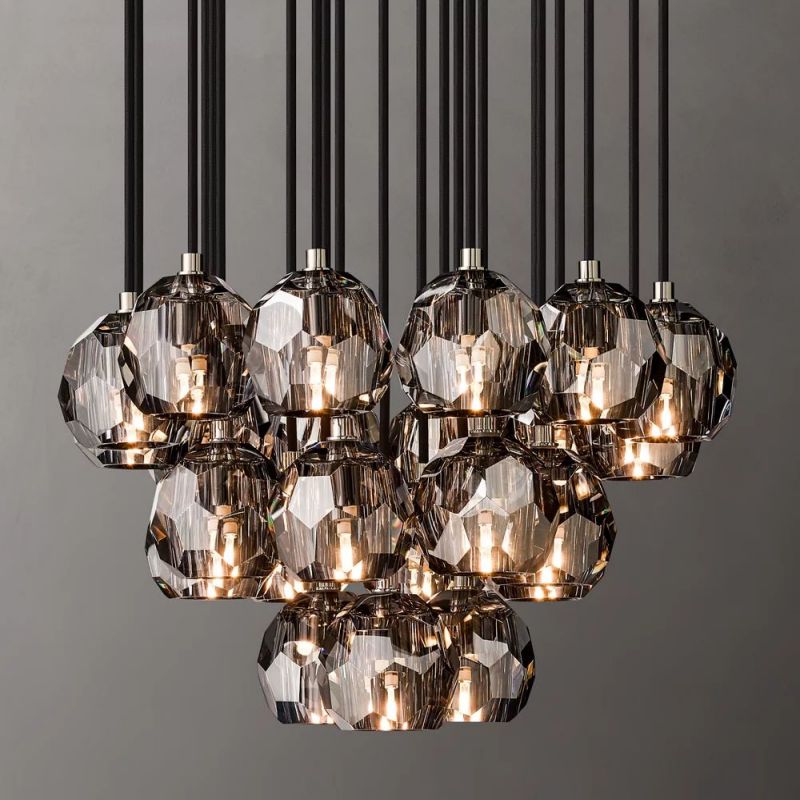 Boule Glass Round Cluster Chandelier 24"