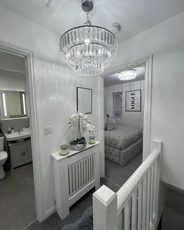 Light Luxury Round Tiered Crystal Chandelier for Living Room/Bedroom-MEET LIGHTING