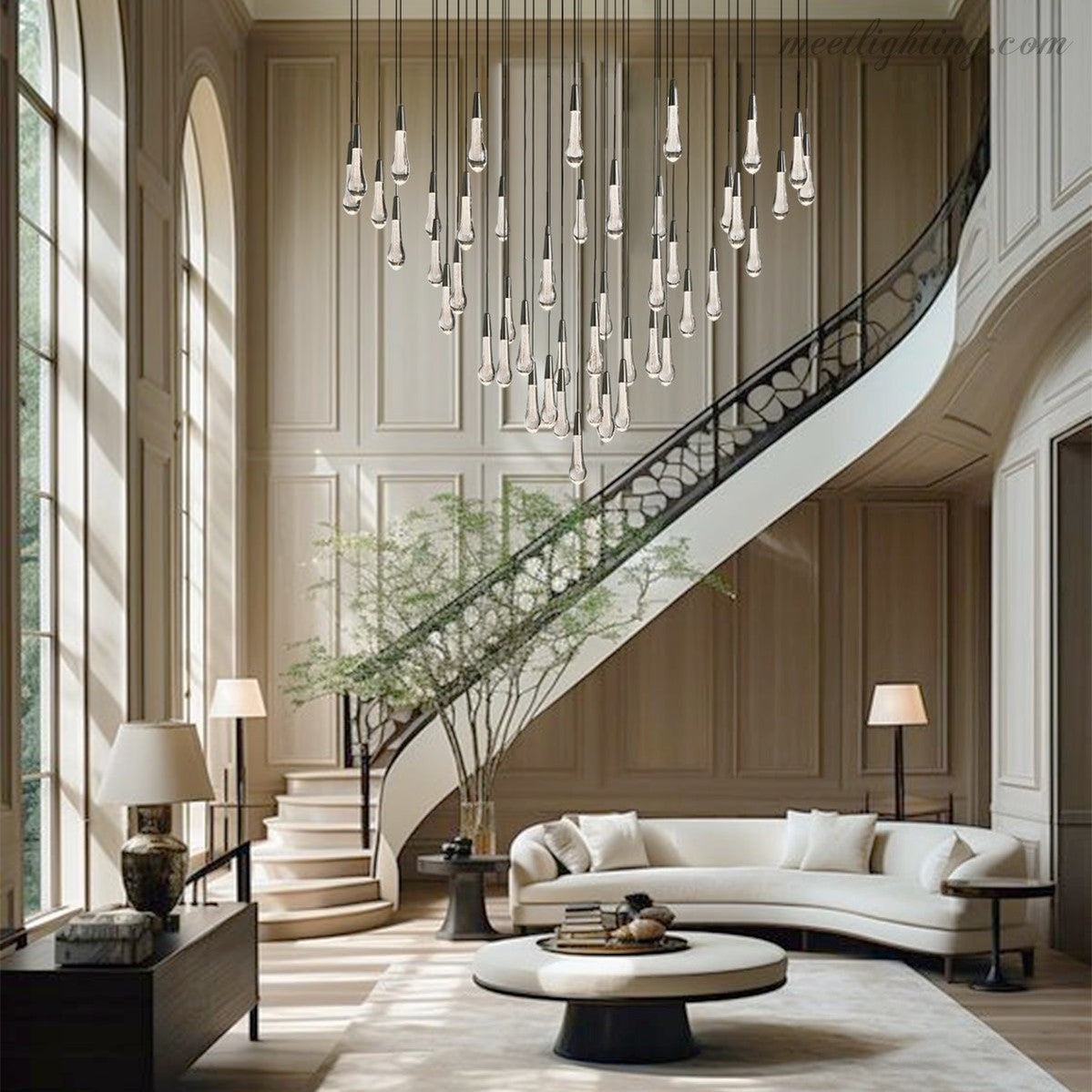 Solitaire Round Chandelier 58"D-MEET LIGHTING