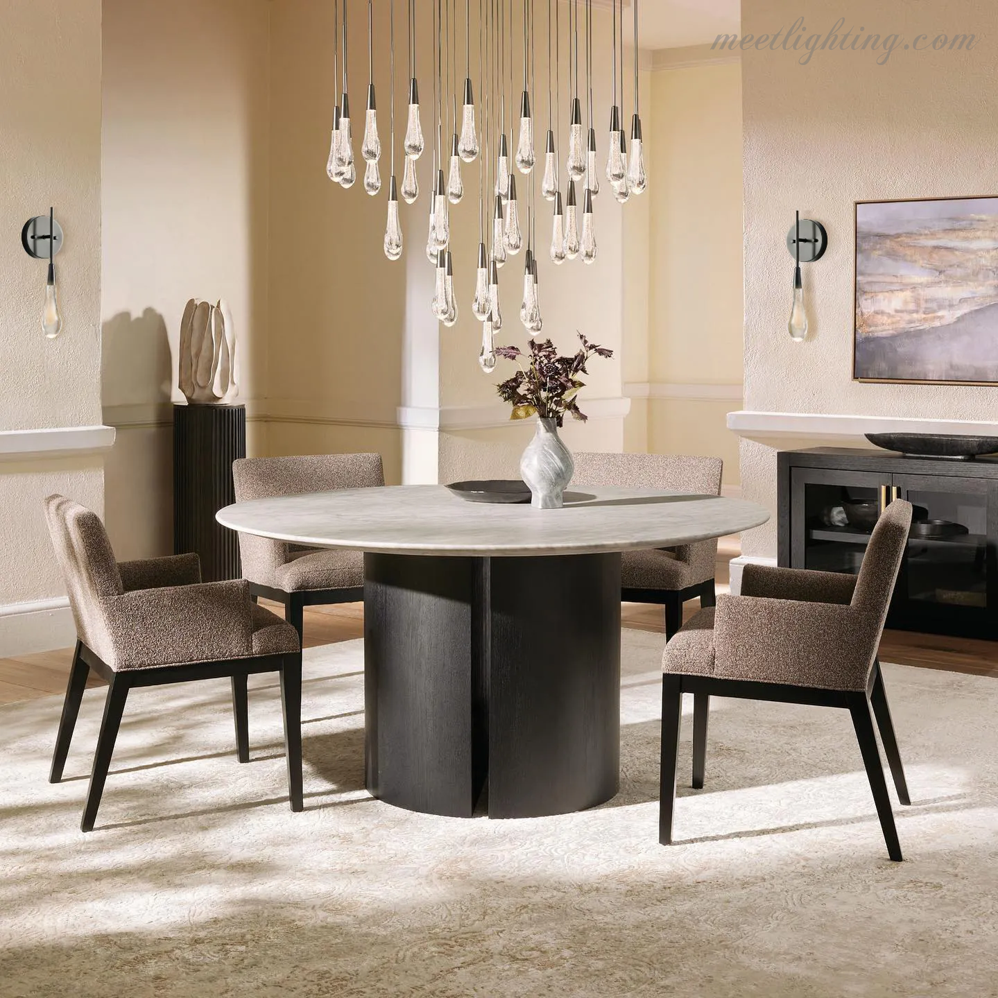 Soltaire Round Crystal Chandelier For Living Room Bathroom-MEET LIGHTING