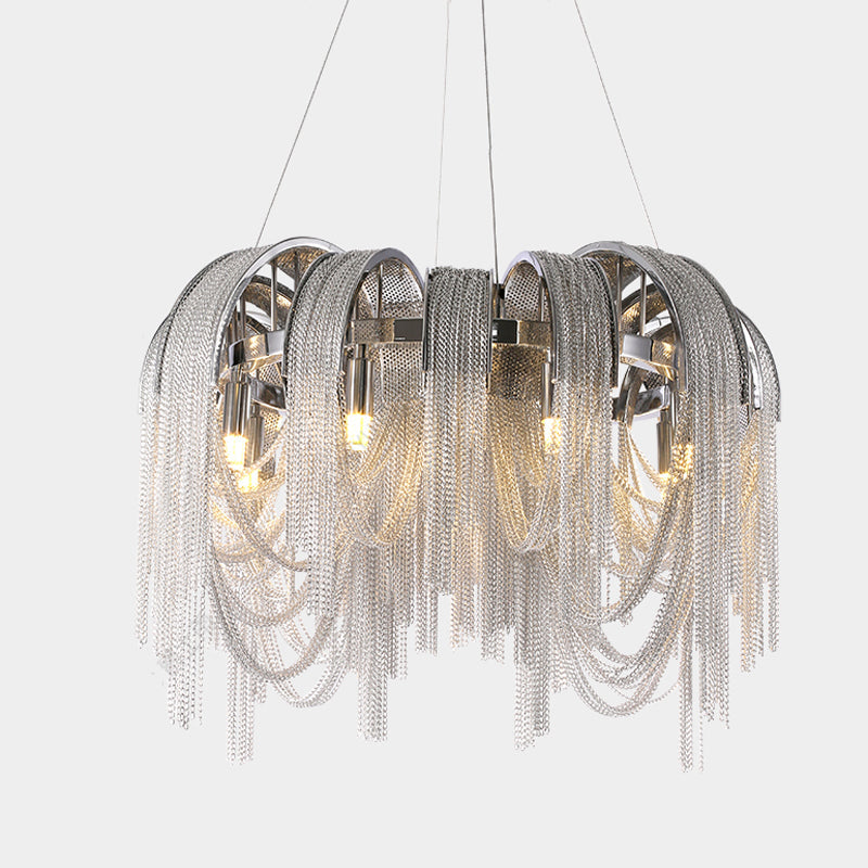 Sophian Aluminum Chain Tassel Round Chandelier-MEET LIGHTING