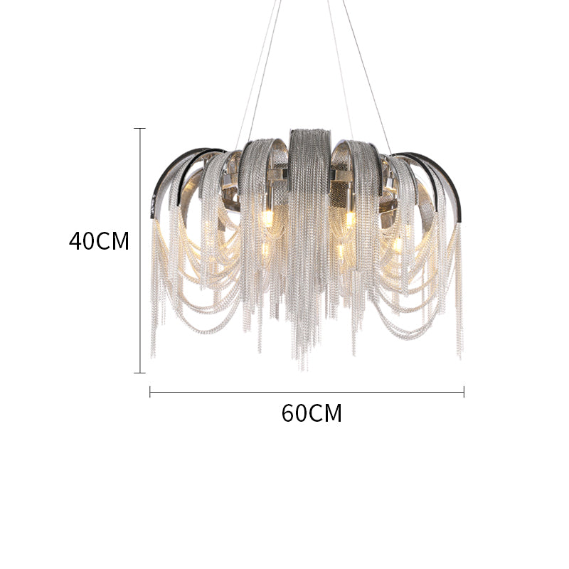Sophian Aluminum Chain Tassel Round Chandelier-MEET LIGHTING