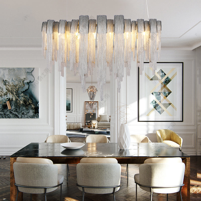 Sophian Luxury Aluminum Chain Tassel Chandelier-MEET LIGHTING