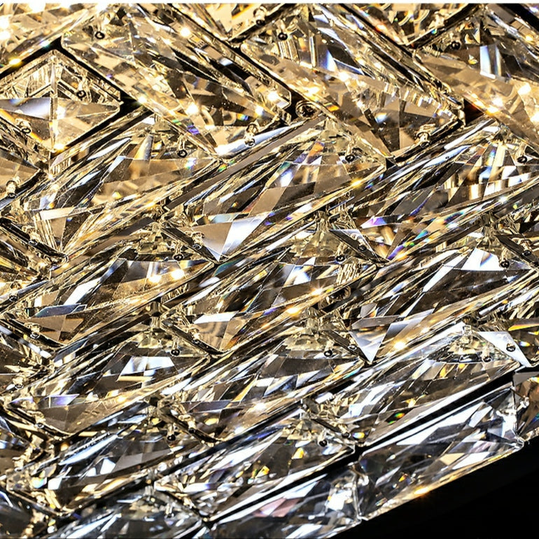 Square Crystal Flush Mounted Living/ Bedroom Chandelier Shining Ceiling Lighting Fixture For Hotel Decor-MEET LIGHTING