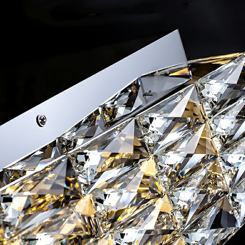 Square Crystal Flush Mounted Living/ Bedroom Chandelier Shining Ceiling Lighting Fixture For Hotel Decor-MEET LIGHTING