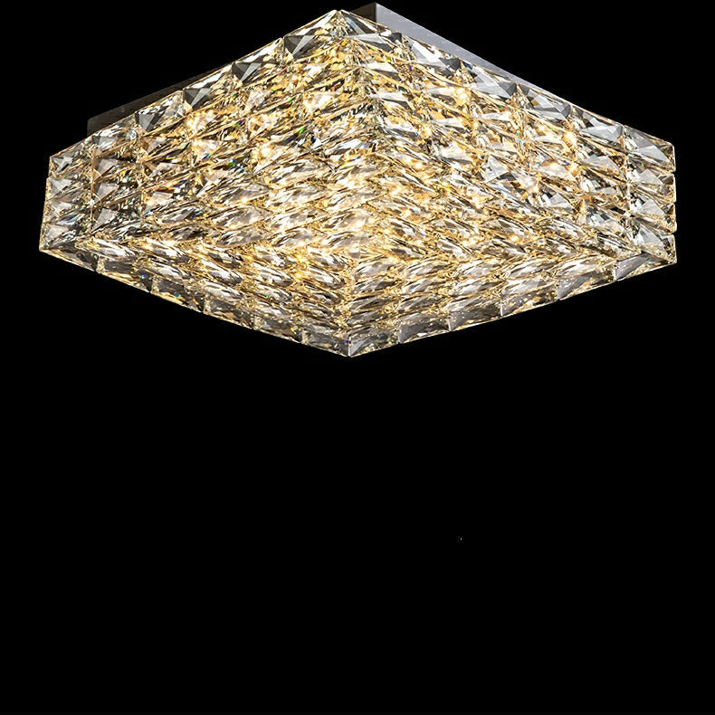 Square Crystal Flush Mounted Living/ Bedroom Chandelier Shining Ceiling Lighting Fixture For Hotel Decor-MEET LIGHTING
