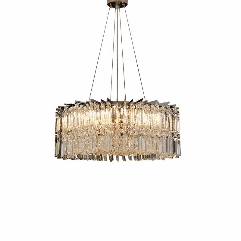 Chrome Silver Stylish Round Crystal Chandelier Modern Ceiling Pendant Light For Living Room/ Bedroom-MEET LIGHTING