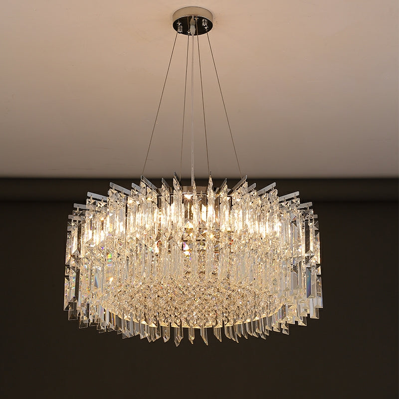 Chrome Silver Stylish Round Crystal Chandelier Modern Ceiling Pendant Light For Living Room/ Bedroom-MEET LIGHTING