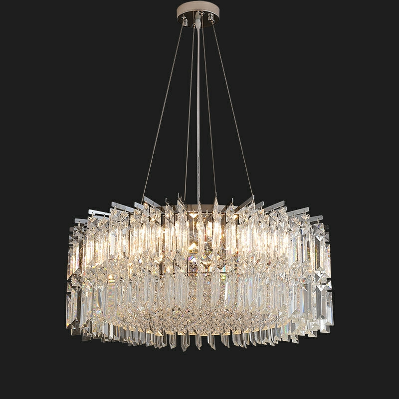 Chrome Silver Stylish Round Crystal Chandelier Modern Ceiling Pendant Light For Living Room/ Bedroom-MEET LIGHTING