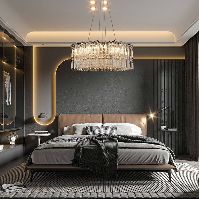 Chrome Silver Stylish Round Crystal Chandelier Modern Ceiling Pendant Light For Living Room/ Bedroom-MEET LIGHTING