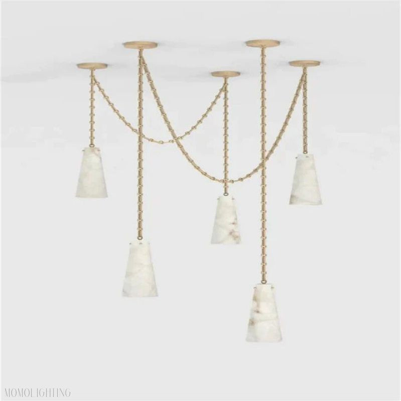 Luccas Contemporary Alabaster 5-Light Chandelier