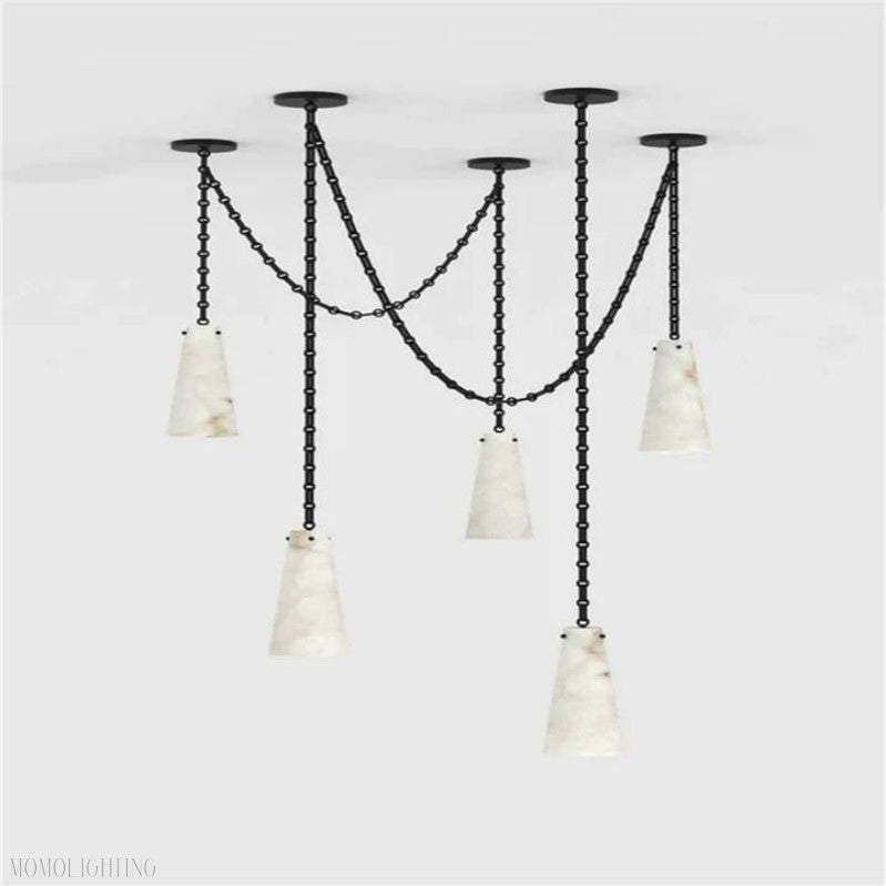 Luccas Contemporary Alabaster 5-Light Chandelier