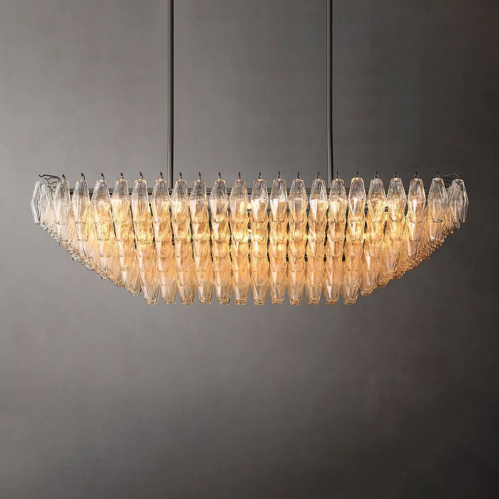 Chara Flushmount Rectangle Chandelier-MEET LIGHTING
