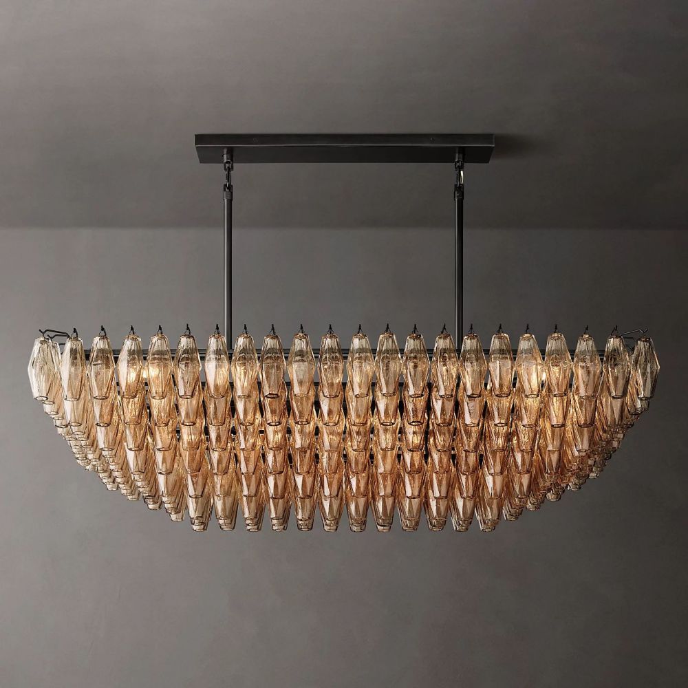 Chara Flushmount Rectangle Chandelier-MEET LIGHTING