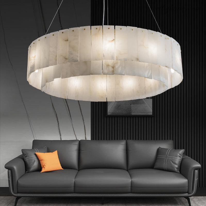 Theseus Alabaster Anne Modern 2 tier Round Art Chandelier-MEET LIGHTING