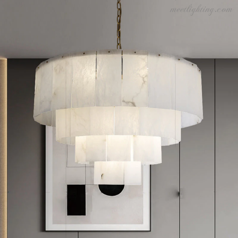 Theseus Alabaster Lorry Modern Multi-Layer Round Chandelier 31"-MEET LIGHTING