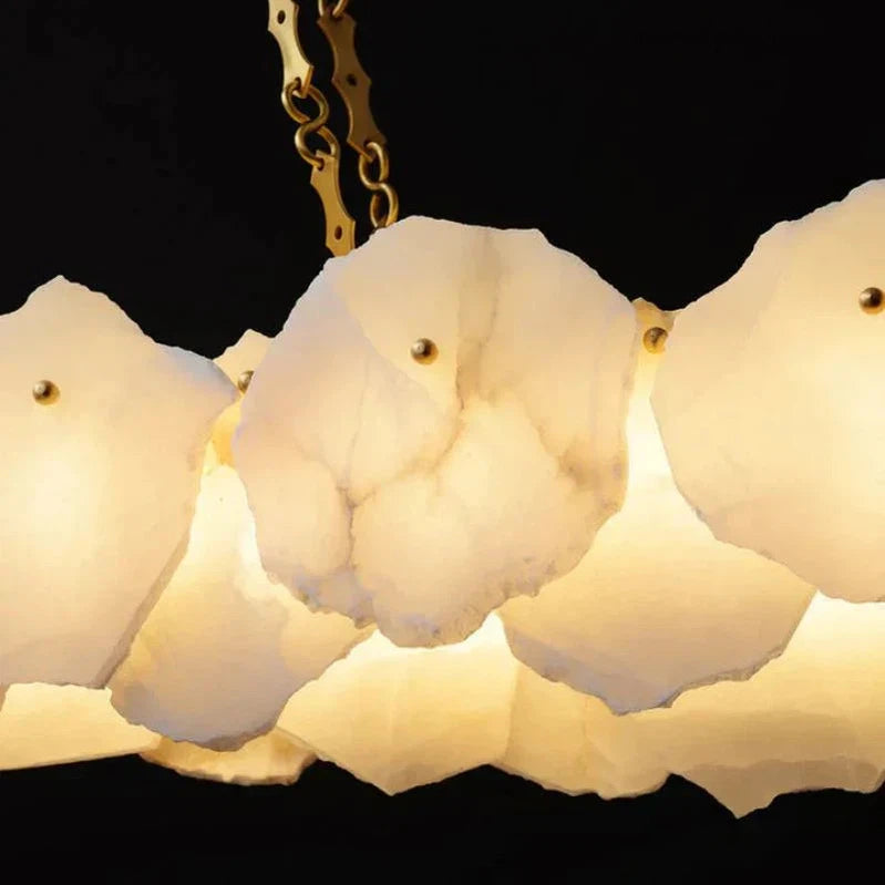 Theseus Alabaster Marble Modern Snowflake Linear Chandelier 47'' 62''-MEET LIGHTING