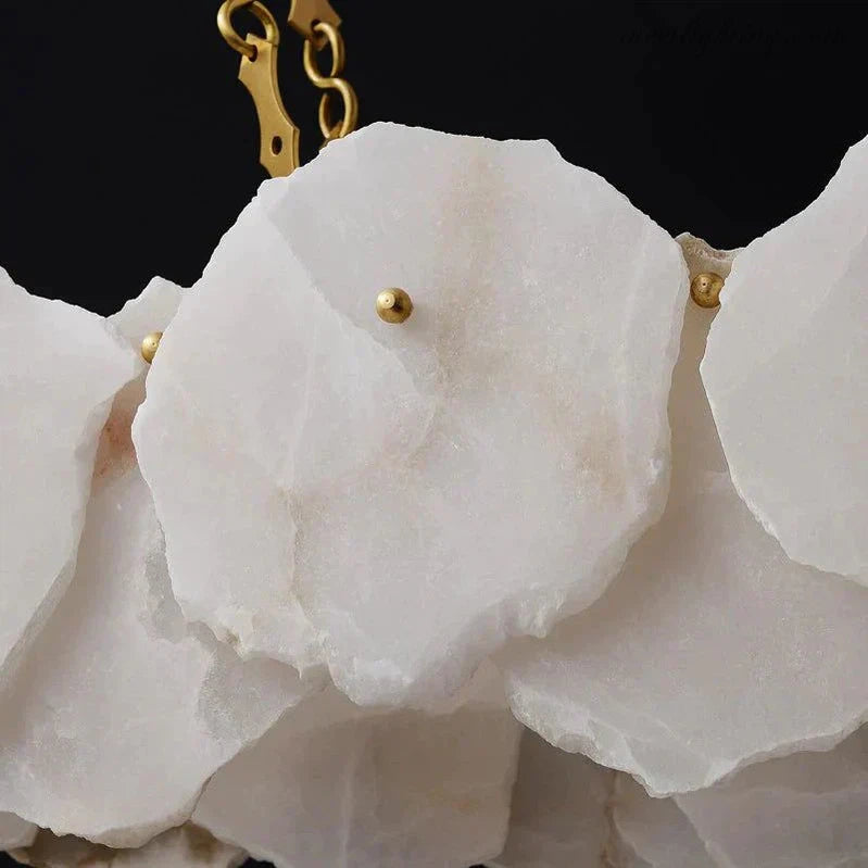 Theseus Alabaster Marble Modern Snowflake Linear Chandelier 47'' 62''-MEET LIGHTING