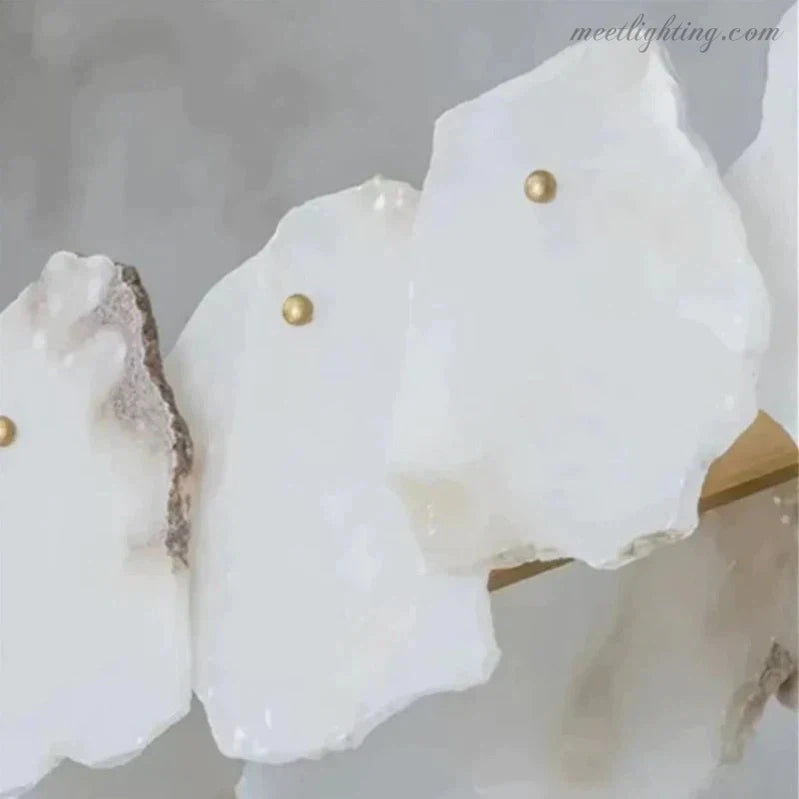 Theseus Alabaster Marble Modern Snowflake Round Chandelier-MEET LIGHTING