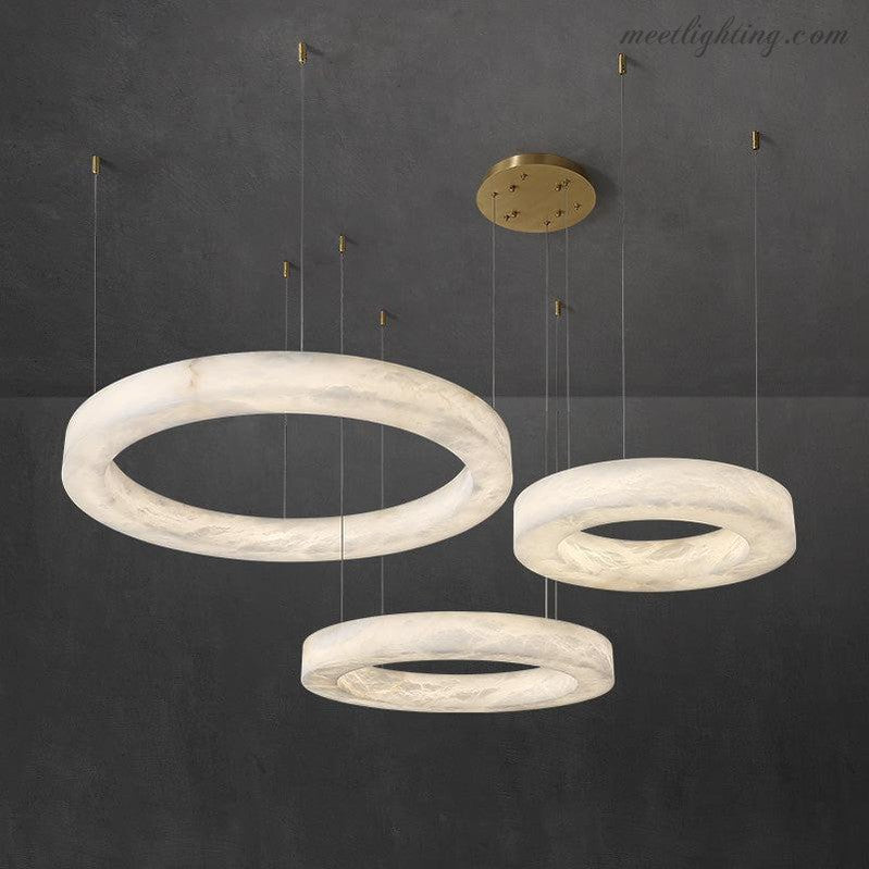 Theseus Alabaster Round Chandelier-MEET LIGHTING