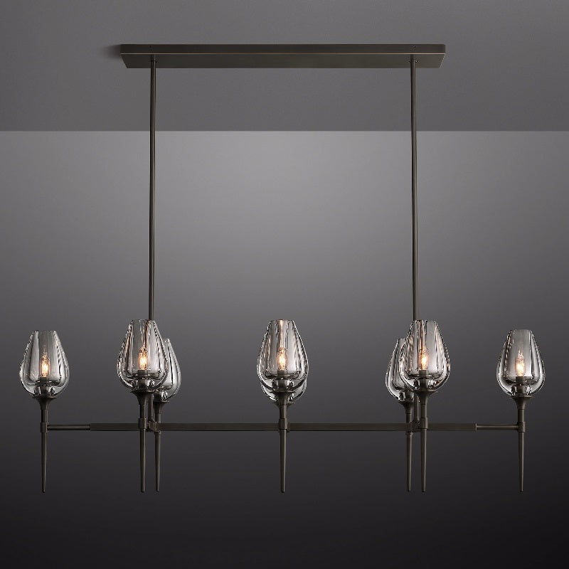 Tulip Linear Chandelier 52", Island Chandelier Over Kitchen Table-MEET LIGHTING
