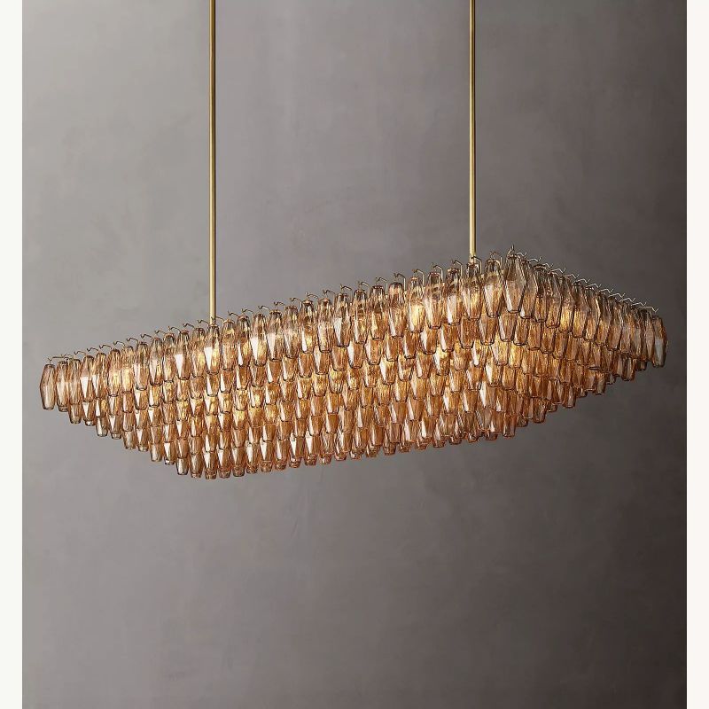 Chiaray Smoke Glass Tiered Rectangular Chandelier 54''