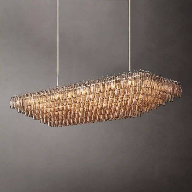 Chiaray Smoke Glass Tiered Rectangular Chandelier 54''