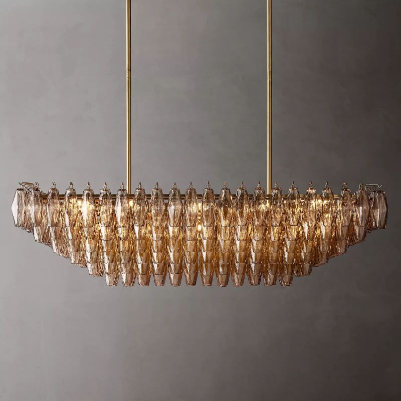 Chiaray Smoke Glass Tiered Rectangular Chandelier 54''