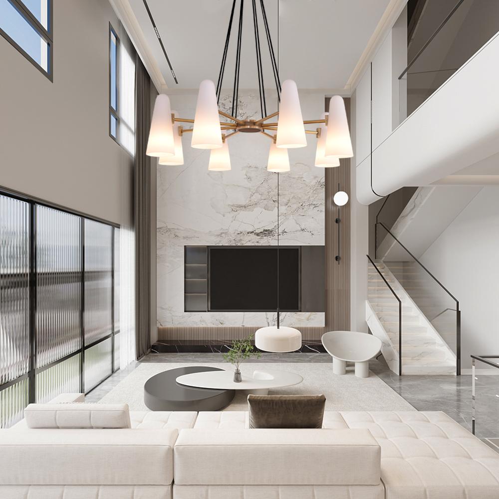 White Porcelain Round Chandelier 3-Lights-MEET LIGHTING