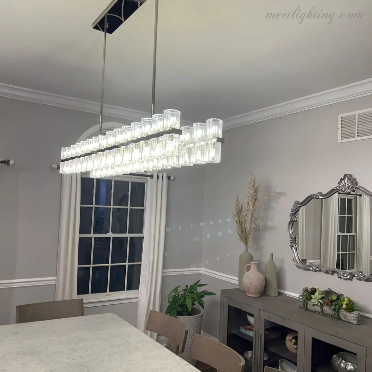 Arcachon Crystal Rectangular Chandelier 72"-MEET LIGHTING