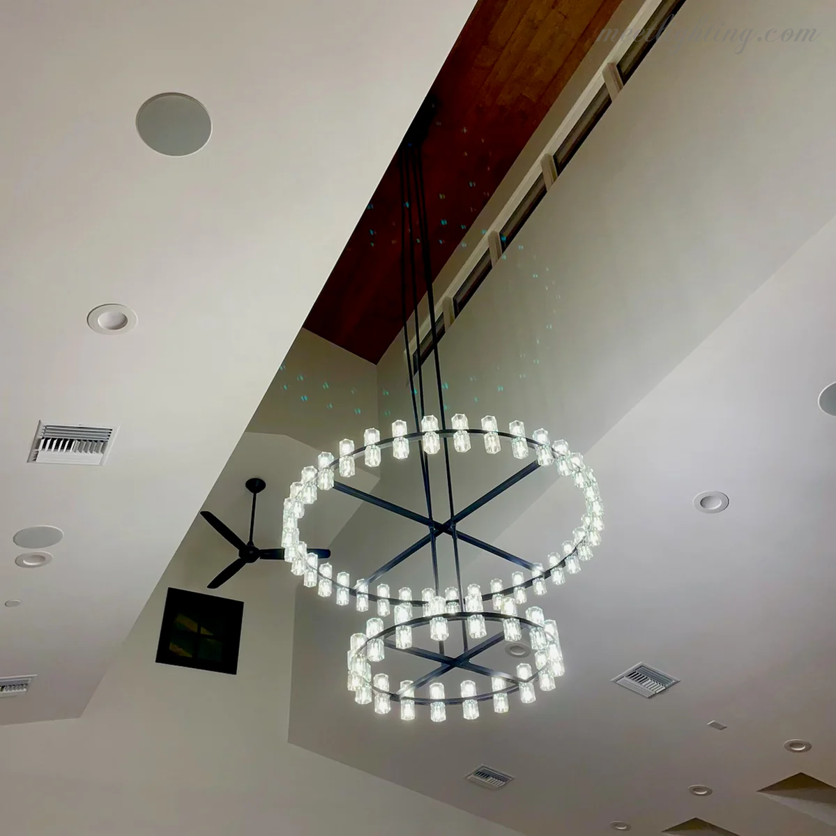 Arcachon Crystal Shade Two-Tier Round Chandelier 60"-MEET LIGHTING