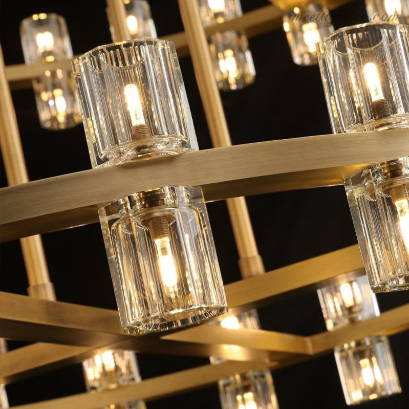 Arcachon Crystal Shade Two-Tier Round Chandelier 60"-MEET LIGHTING