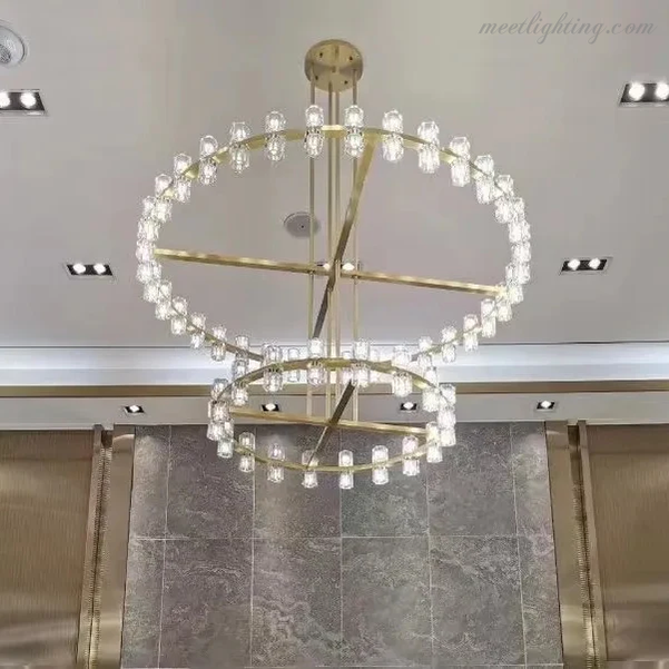 Arcachon Crystal Shade Two-Tier Round Chandelier 60"-MEET LIGHTING