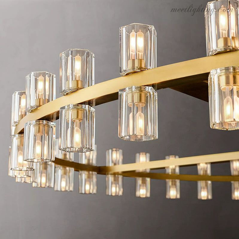 Arcachon Crystal Shades Round Chandelier 60"-MEET LIGHTING