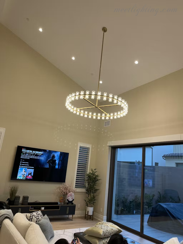 Arcachon Crystal Shades Round Chandelier 60"-MEET LIGHTING
